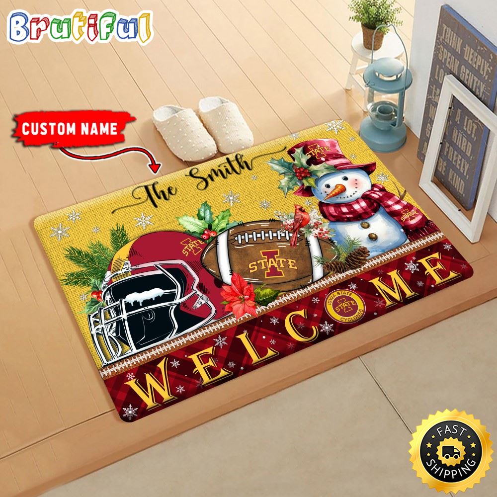 NCAA Iowa State Cyclones Doormat Welcome Christmas Custom Name Football Doormat epmsp3.jpg