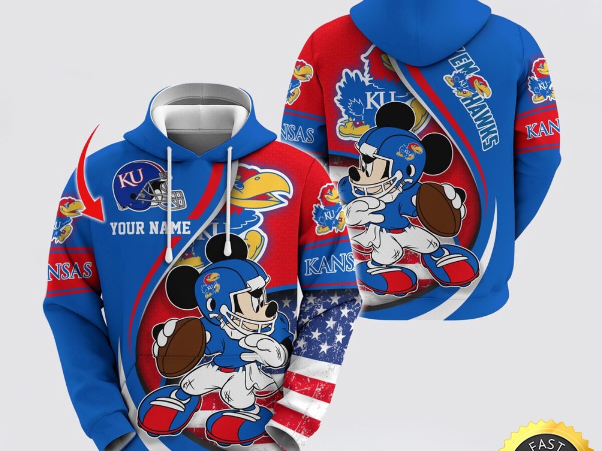 NCAA Kansas Jayhawks Hoodie Mickey Mouse 100 Year Anniversary
