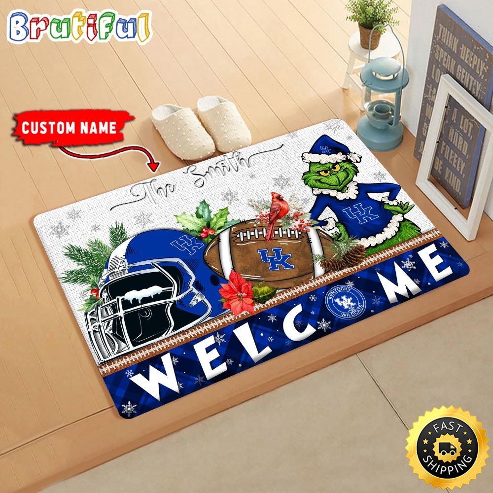 NCAA Kentucky Wildcats Doormat Grinch Christmas Welcome Custom Name Football Doormat u4ej74.jpg