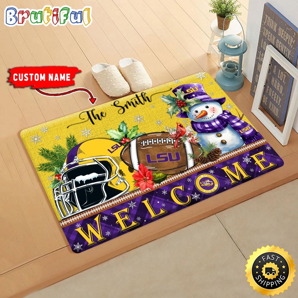NCAA LSU Tigers Doormat Welcome Christmas Custom Name Football Doormat hqm9aq.jpg