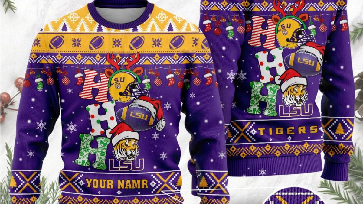 NCAA LSU Tigers Ugly Sweater Custom Name Wool Sweater