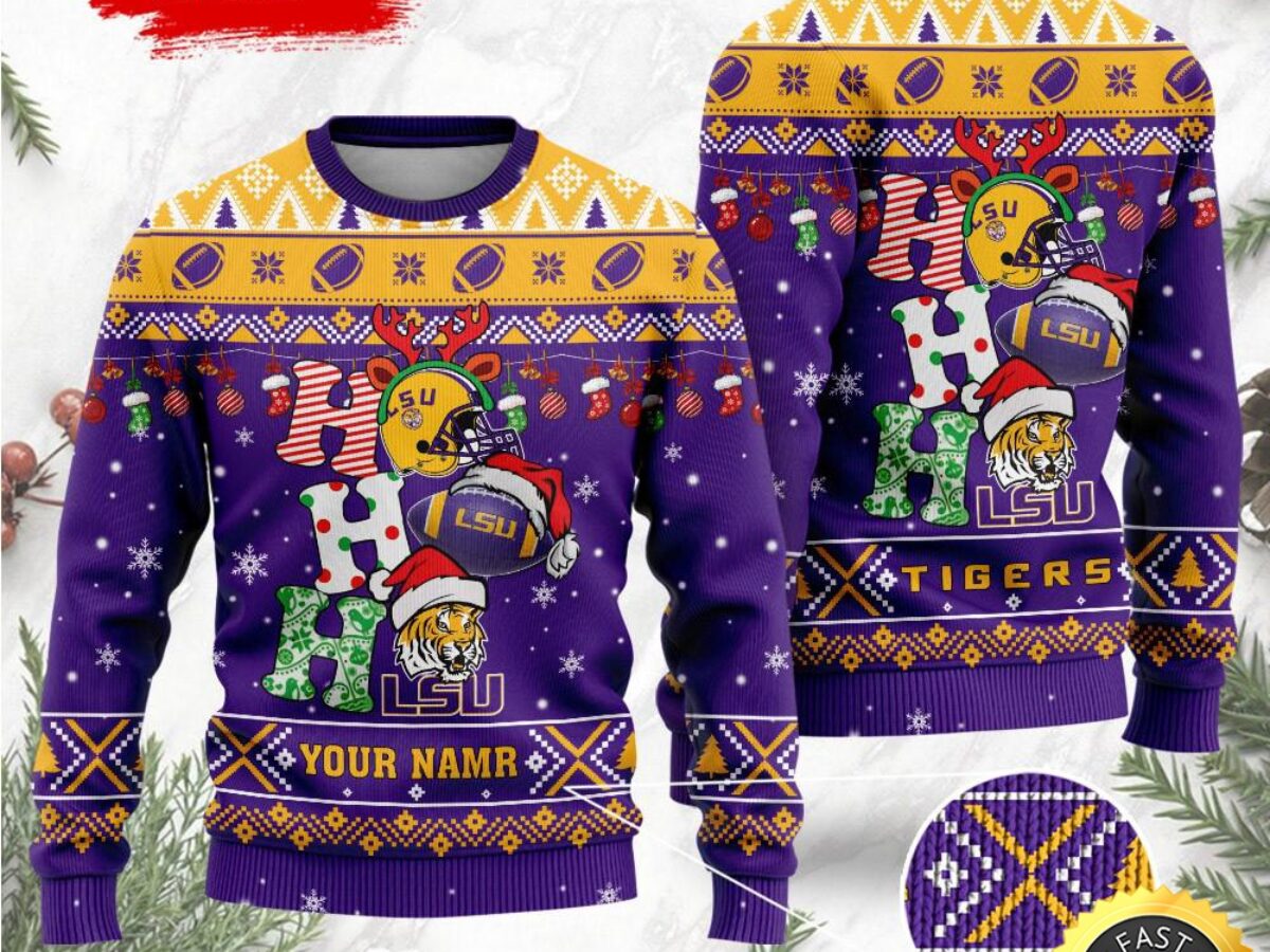 NCAA LSU Tigers Ugly Sweater Custom Name Wool Sweater