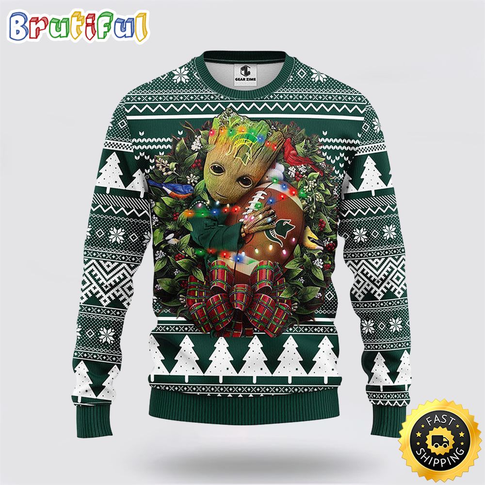NCAA Michigan State Spartans Ugly Sweater Groot Christmas Sweater bdiitq.jpg