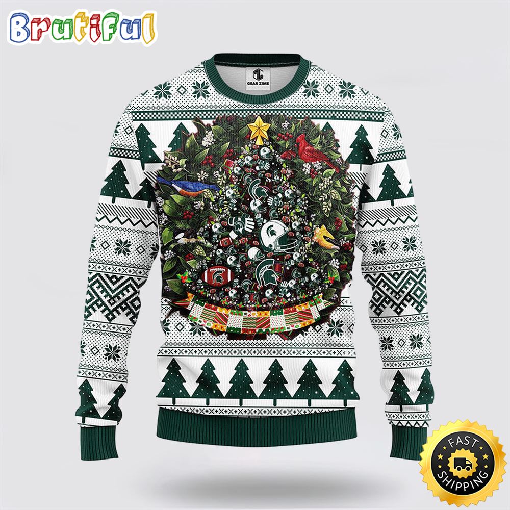 NCAA Michigan State Spartans Ugly Sweater Tree Ball Ugly Christmas Sweater cnalbe.jpg