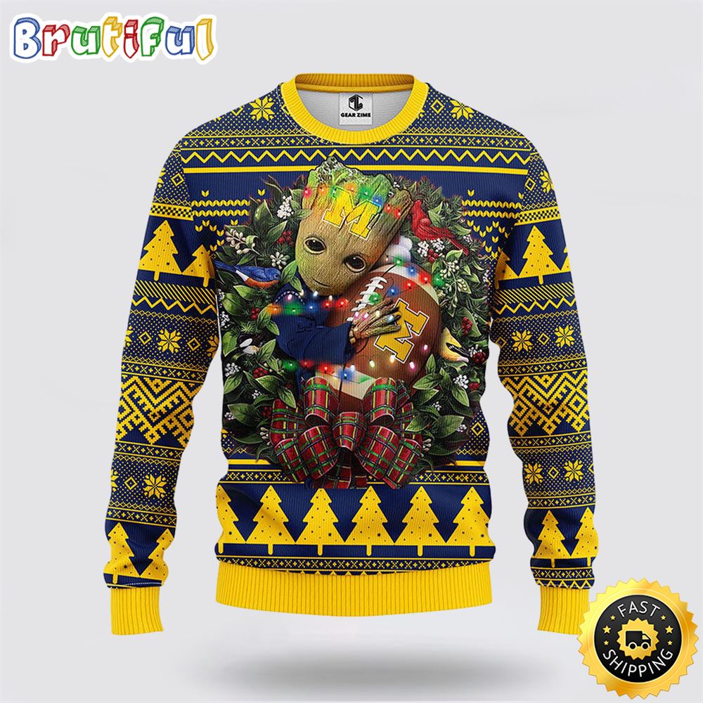 NCAA Michigan Wolverines Ugly Sweater Groot Christmas Sweater kemo9f.jpg