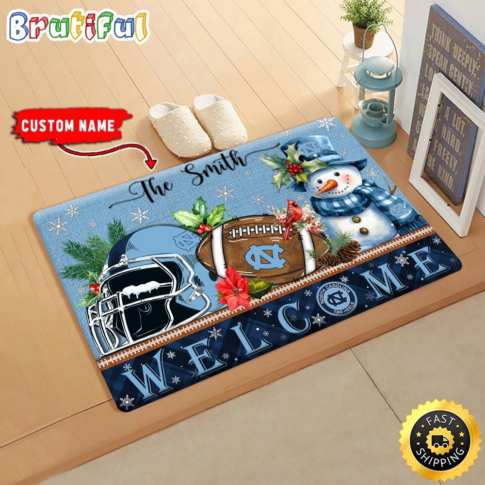 NCAA North Carolina Tar Heels Doormat Welcome Christmas Custom Name Football Doormat sd7obc.jpg