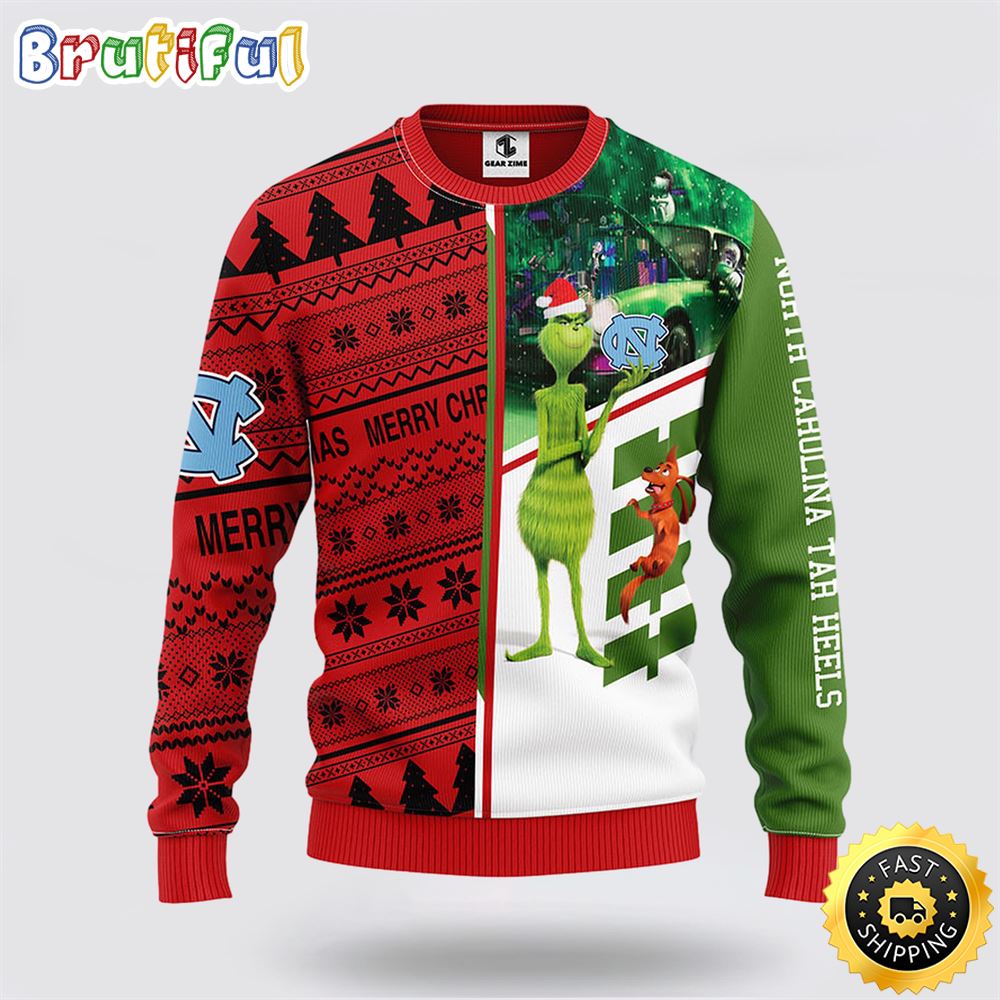 NCAA North Carolina Tar Heels Ugly Sweater Grinch Scooby doo Ugly Christmas Sweater wns2dr.jpg