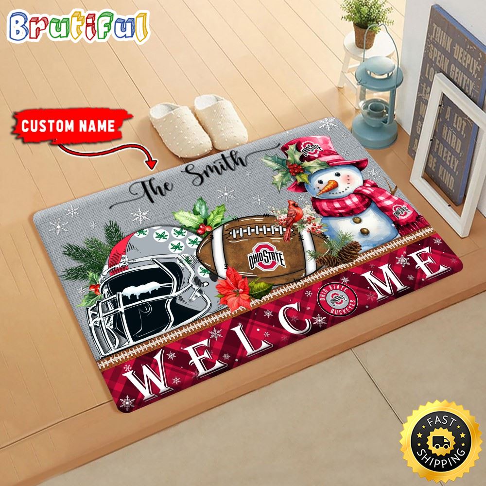 NCAA Ohio State Buckeyes Doormat Welcome Christmas Custom Name Football Doormat g8stek.jpg