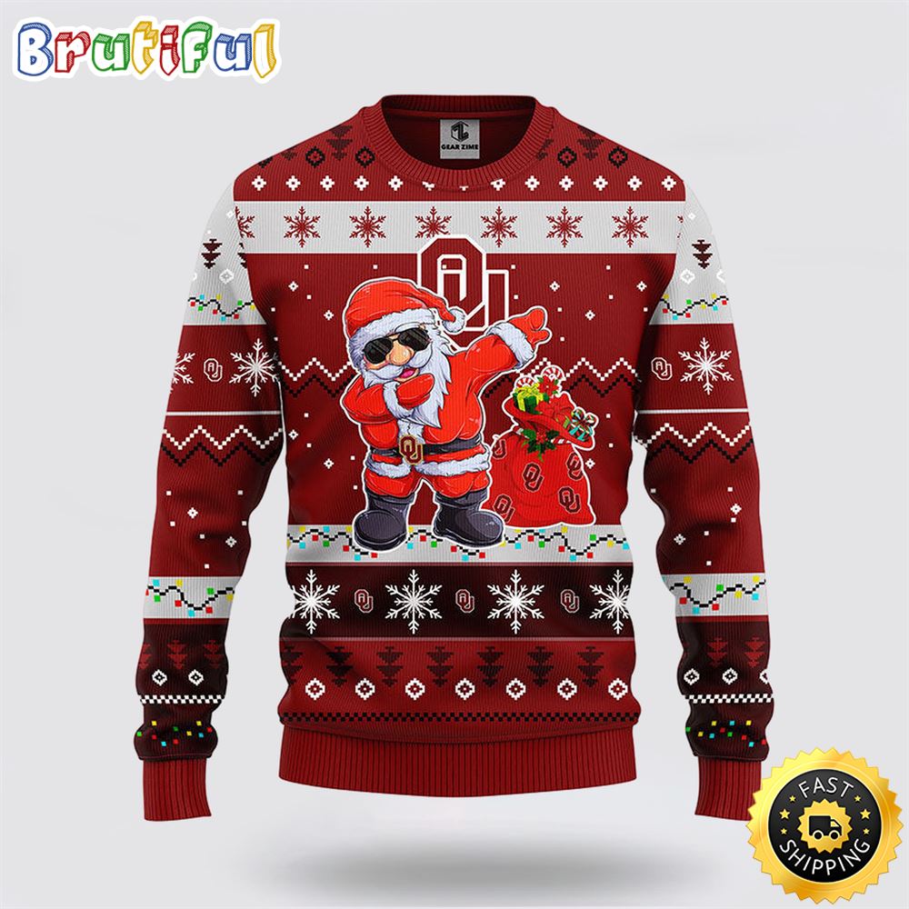 NCAA Oklahoma Sooners Dabbing Ugly Sweater Christmas Santa Snowman Sweater honn6u.jpg