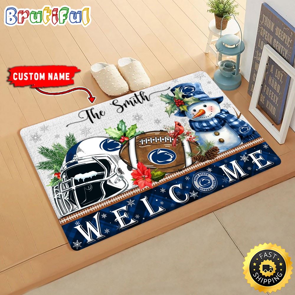 NCAA Penn State Nittany Lions Doormat Welcome Christmas Custom Name Football Doormat dytjae.jpg