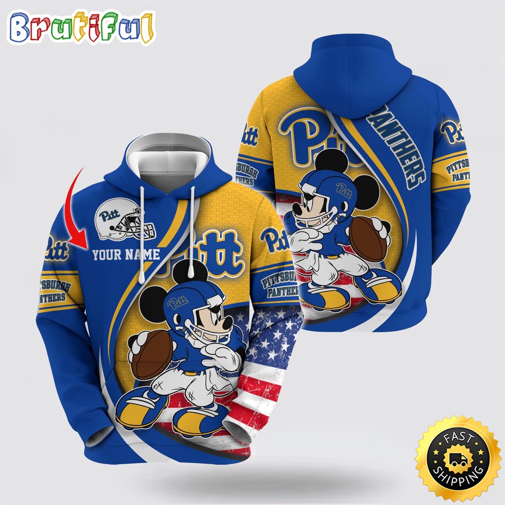 NCAA Pittsburgh Panthers Hoodie Mickey Mouse 100 Year Anniversary NCAA Pittsburgh Panthers Hoodie Mickey Mouse 100 Year Anniversary