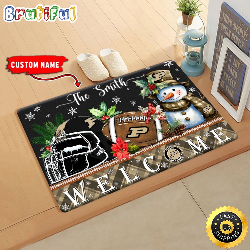 NCAA Purdue Boilermakers Doormat Welcome Christmas Custom Name Football Doormat skrisr.jpg