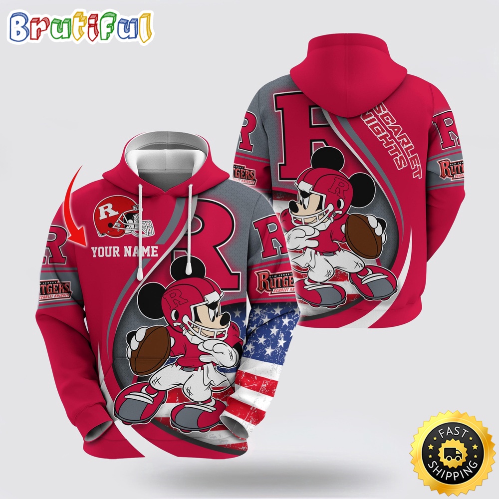 NCAA Rutgers Scarlet Knights Hoodie Mickey Mouse 100 Year Anniversary NCAA Rutgers Scarlet Knights Hoodie Mickey Mouse 100 Year Anniversary
