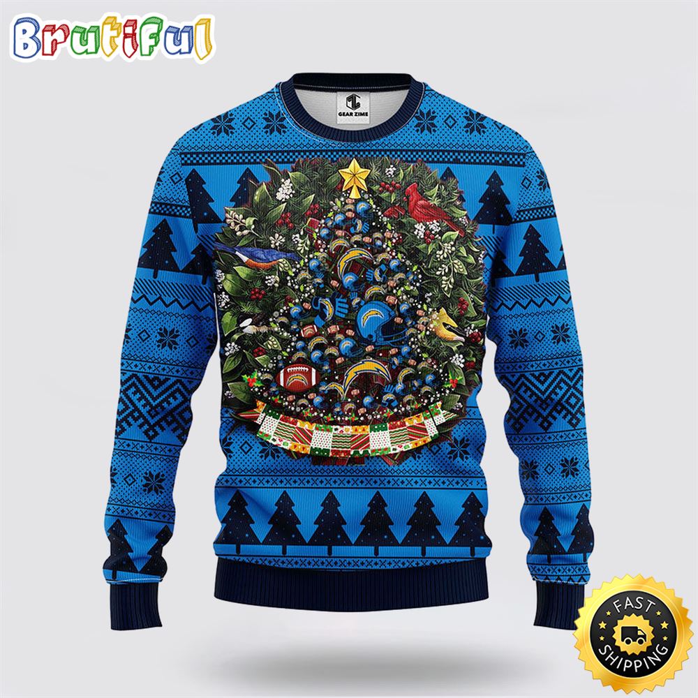 NCAA San Diego Chargers Ugly Sweater Tree Ball Ugly Christmas Sweater uuyerg.jpg