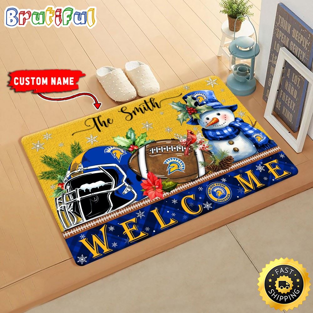 NCAA San Jose State Spartans Doormat Welcome Christmas Custom Name Football Doormat xc5ed0.jpg