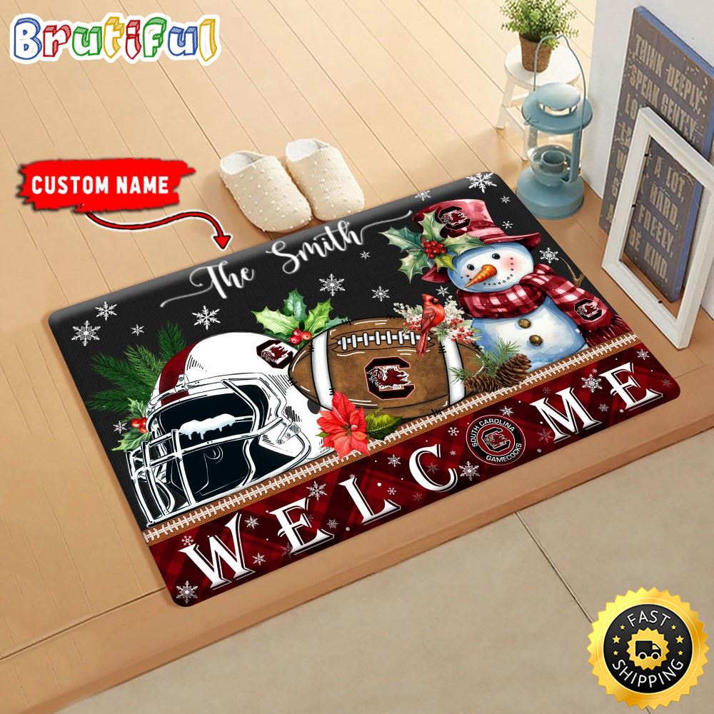 NCAA South Carolina Gamecocks Doormat Welcome Christmas Custom Name Football Doormat fceh67.jpg