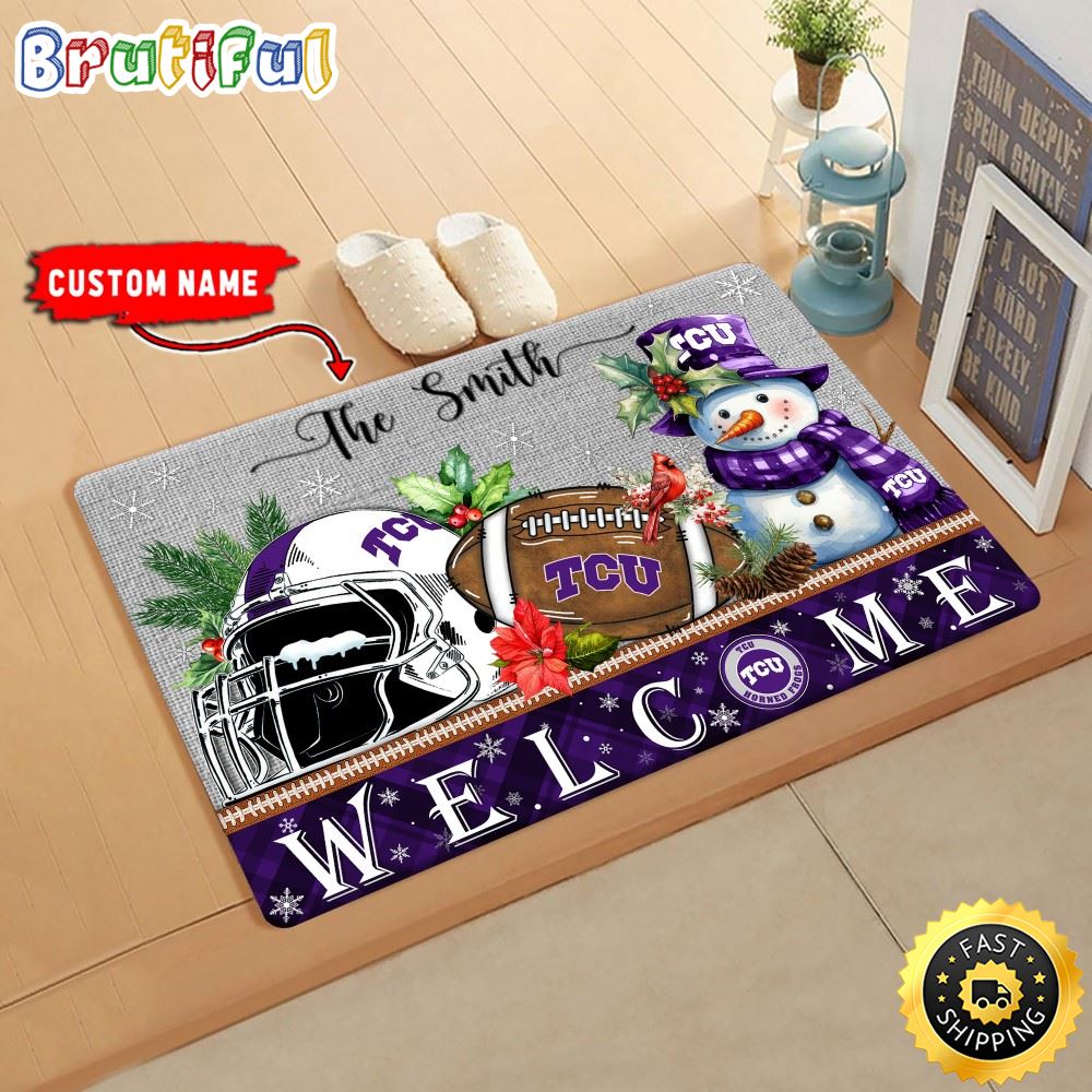 NCAA TCU Horned Frogs Doormat Welcome Christmas Custom Name Football Doormat tzgny0.jpg