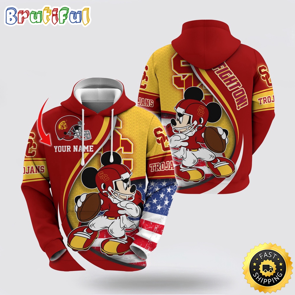 NCAA USC Trojans Hoodie Mickey Mouse 100 Year Anniversary NCAA USC Trojans Hoodie Mickey Mouse 100 Year Anniversary