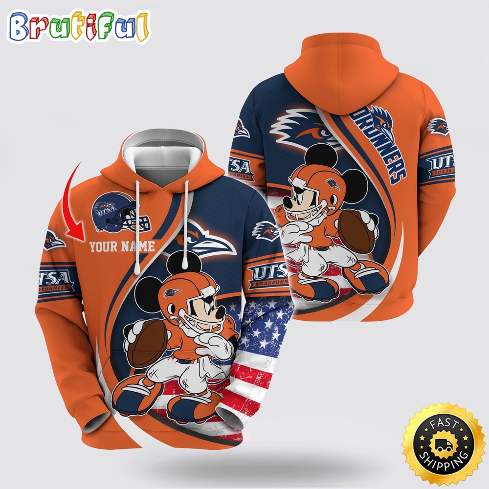 NCAA UTSA Roadrunners Hoodie Mickey Mouse 100 Year Anniversary NCAA UTSA Roadrunners Hoodie Mickey Mouse 100 Year Anniversary