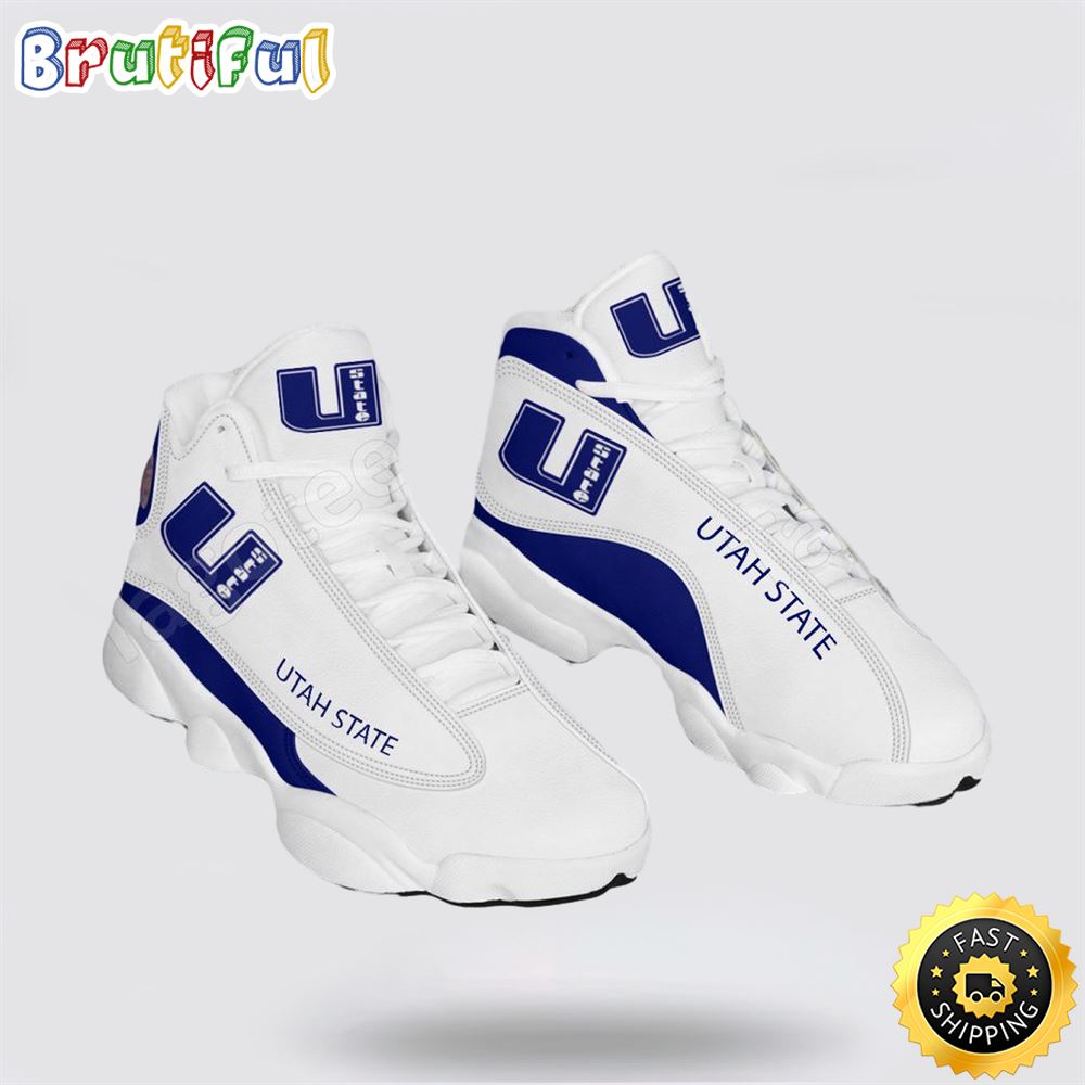NCAA Utah State Air Jordan 13 All Over Print Logo Sneakers 1 juc1o1.jpg