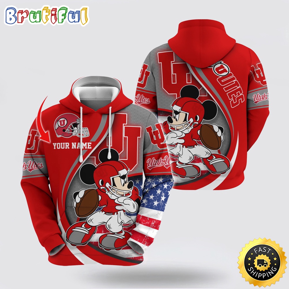 NCAA Utah Utes Hoodie Mickey Mouse 100 Year Anniversary NCAA Utah Utes Hoodie Mickey Mouse 100 Year Anniversary