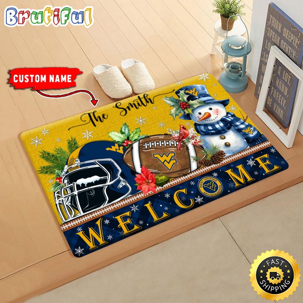 NCAA West Virginia Mountaineers Doormat Welcome Christmas Custom Name Football Doormat pqzcg6.jpg