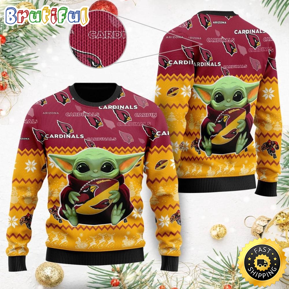 NFL Arizona Cardinals Ugly Christmas Sweater Baby Yoda Print Shirts x1cods