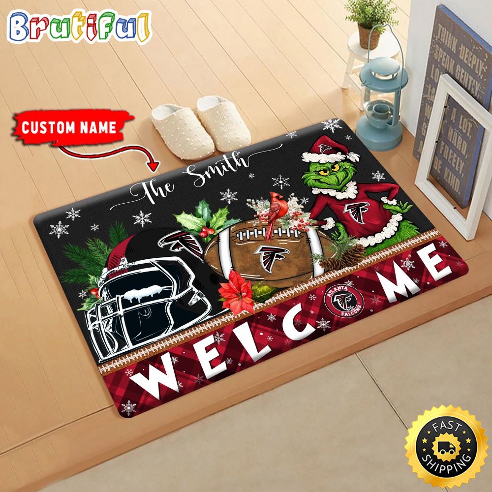 NFL Atlanta Falcons Doormat Grinch Christmas Welcome Custom Name Football Doormat wzicj3.jpg