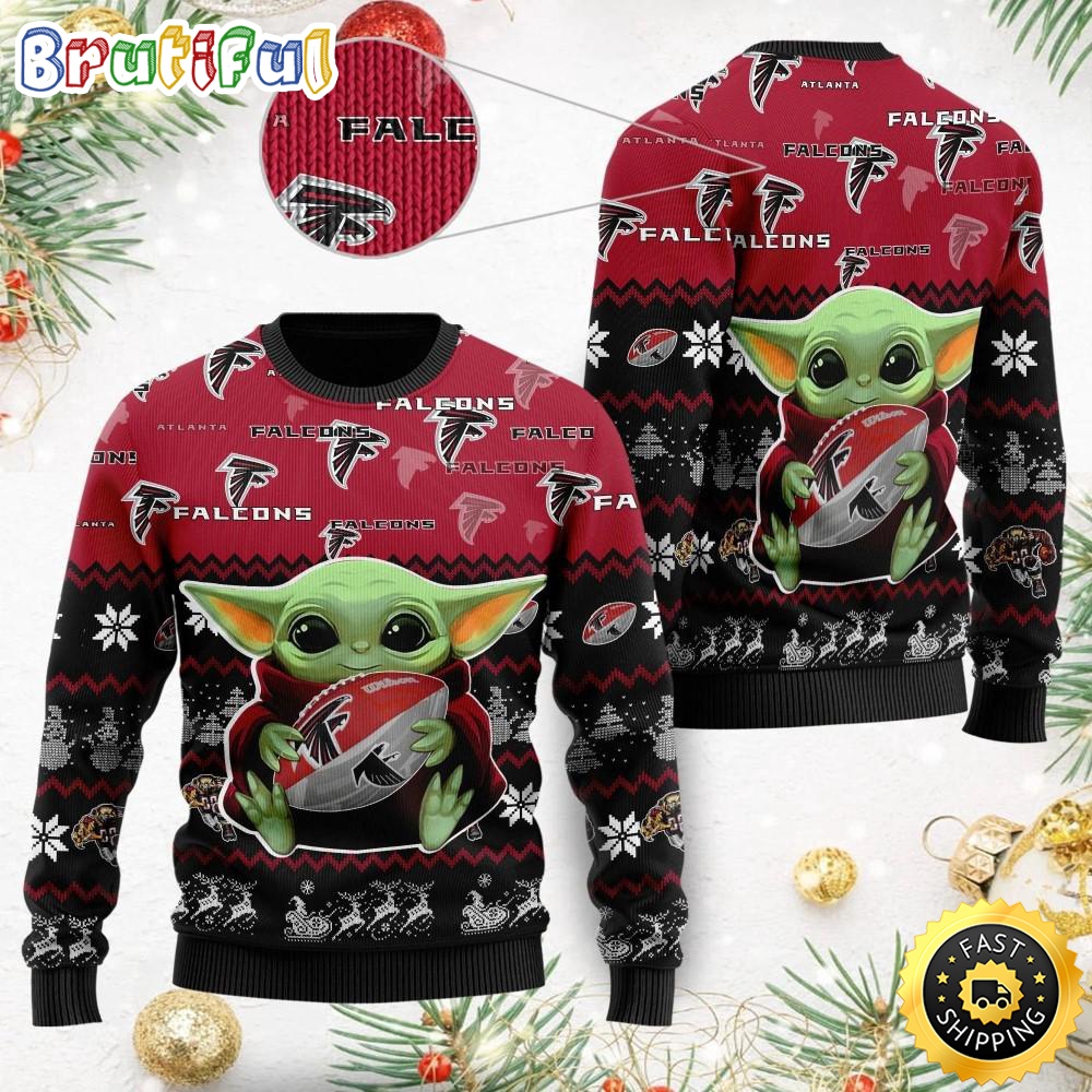 NFL Atlanta Falcons Ugly Christmas Sweater Baby Yoda Print Shirts vzhlbg