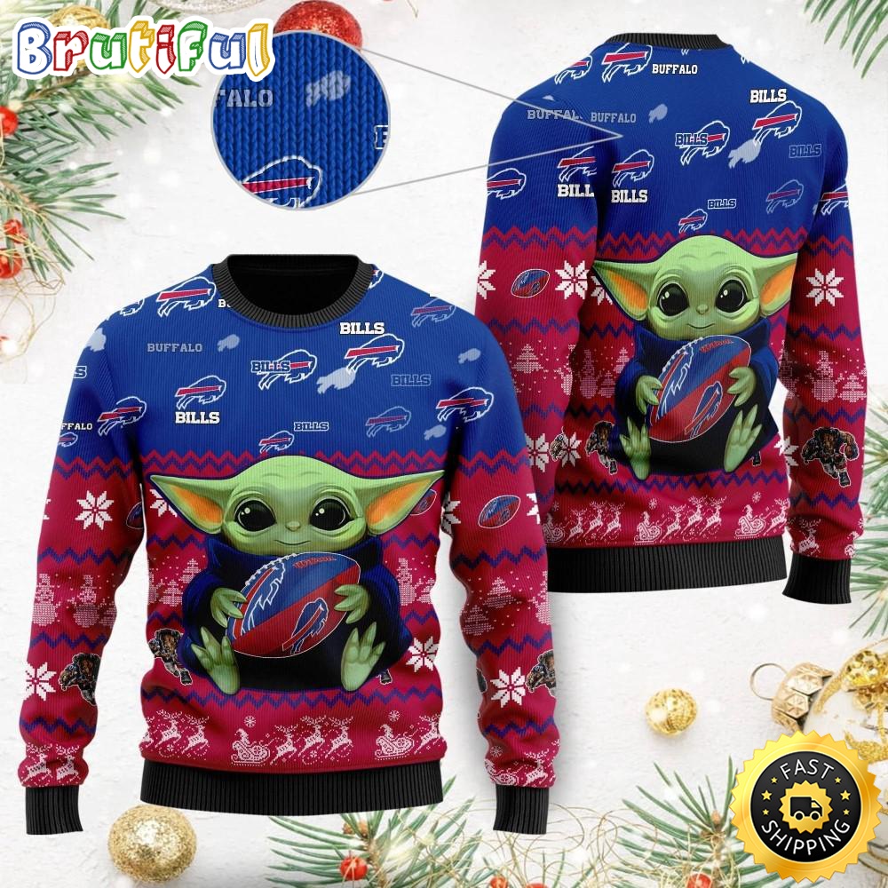 NFL Buffalo Bills Ugly Christmas Sweater Baby Yoda Print Shirts vrbzr7