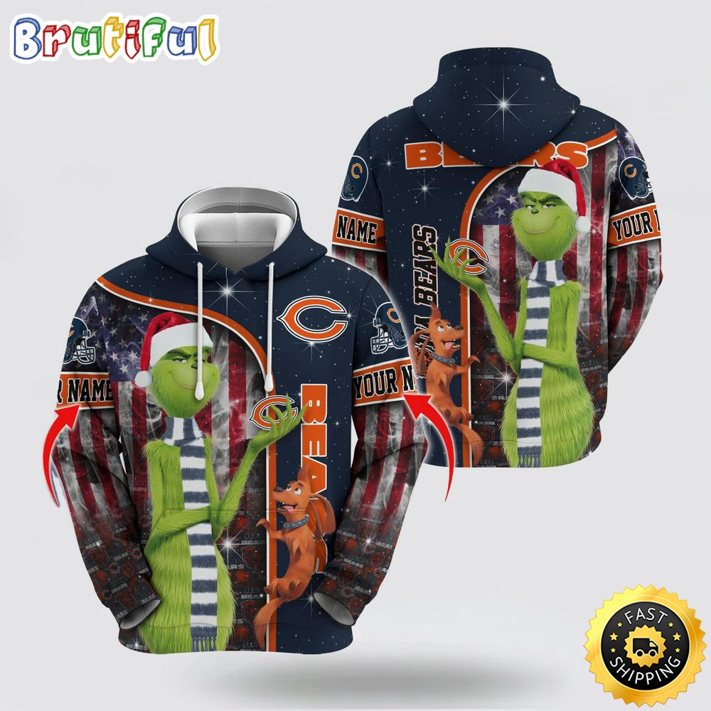 NFL Chicago Bears Hoodie Grinch Custom 3D Hoodie Trending Shirt 1 u4fwqd
