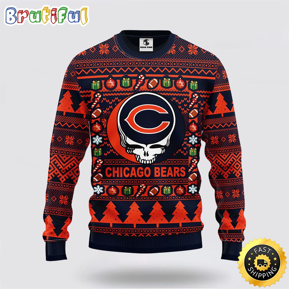 NFL Chicago Bears Ugly Sweater Grateful Dead Ugly Christmas Fleece Sweater frcpkd.jpg