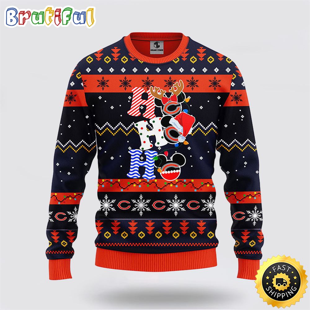 NFL Chicago Bears Ugly Sweater HoHoHo Mickey Ugly Christmas Sweater zqpnjv.jpg