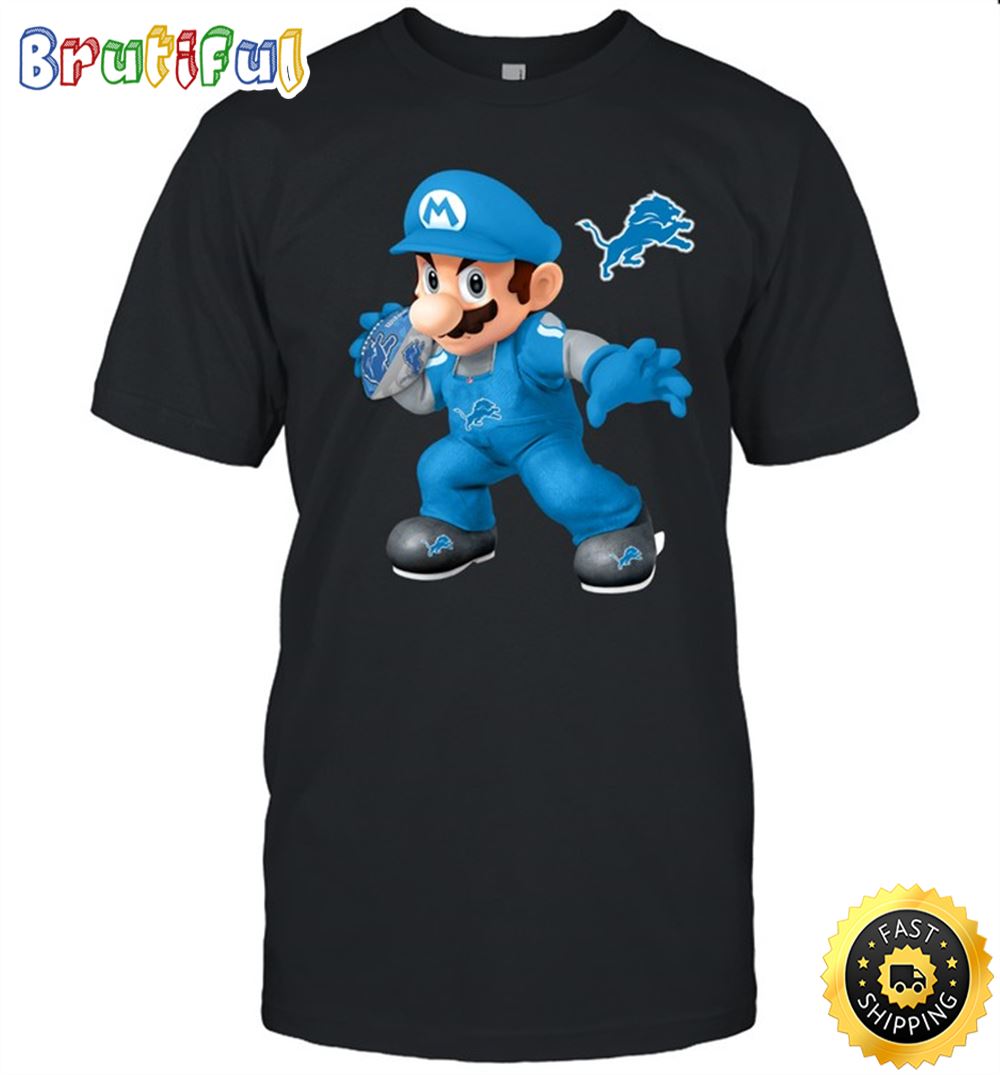 NFL Detroit Lions T Shirt Print Mario Nfl Tshirt Mario For Fans 1 qxiwjy.jpg
