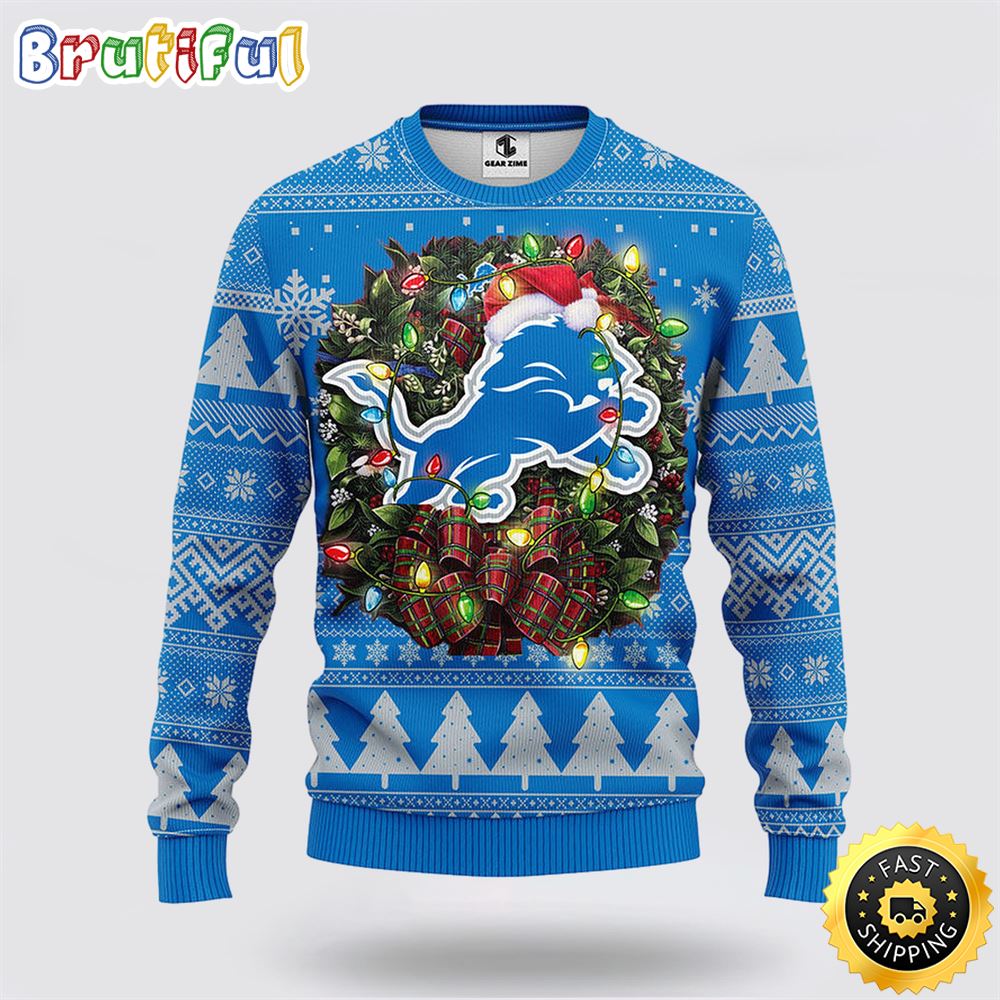 NFL Detroit Lions Ugly Sweater Christmas Wreath Sweater For Fan Football fie53a.jpg