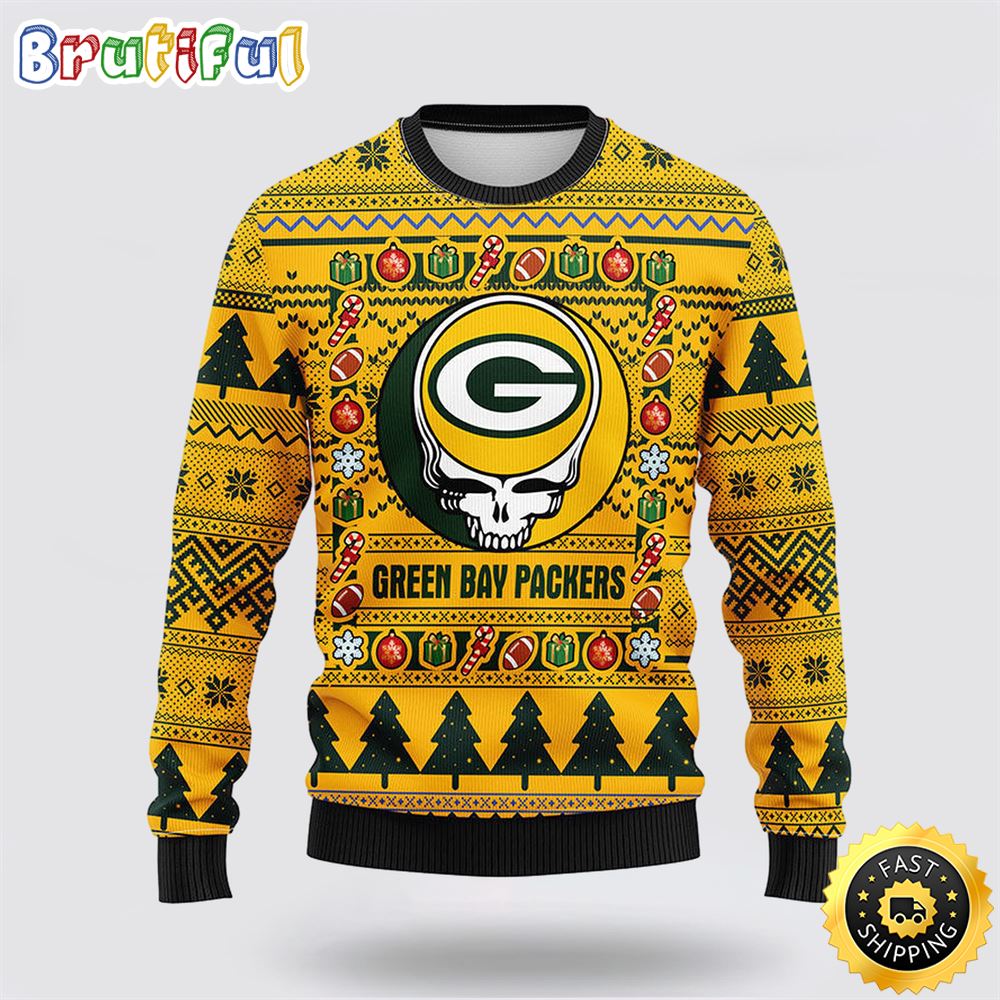 NFL Green Bay Packers Ugly Sweater Grateful Dead Ugly Christmas Fleece Sweater cwkqvs.jpg