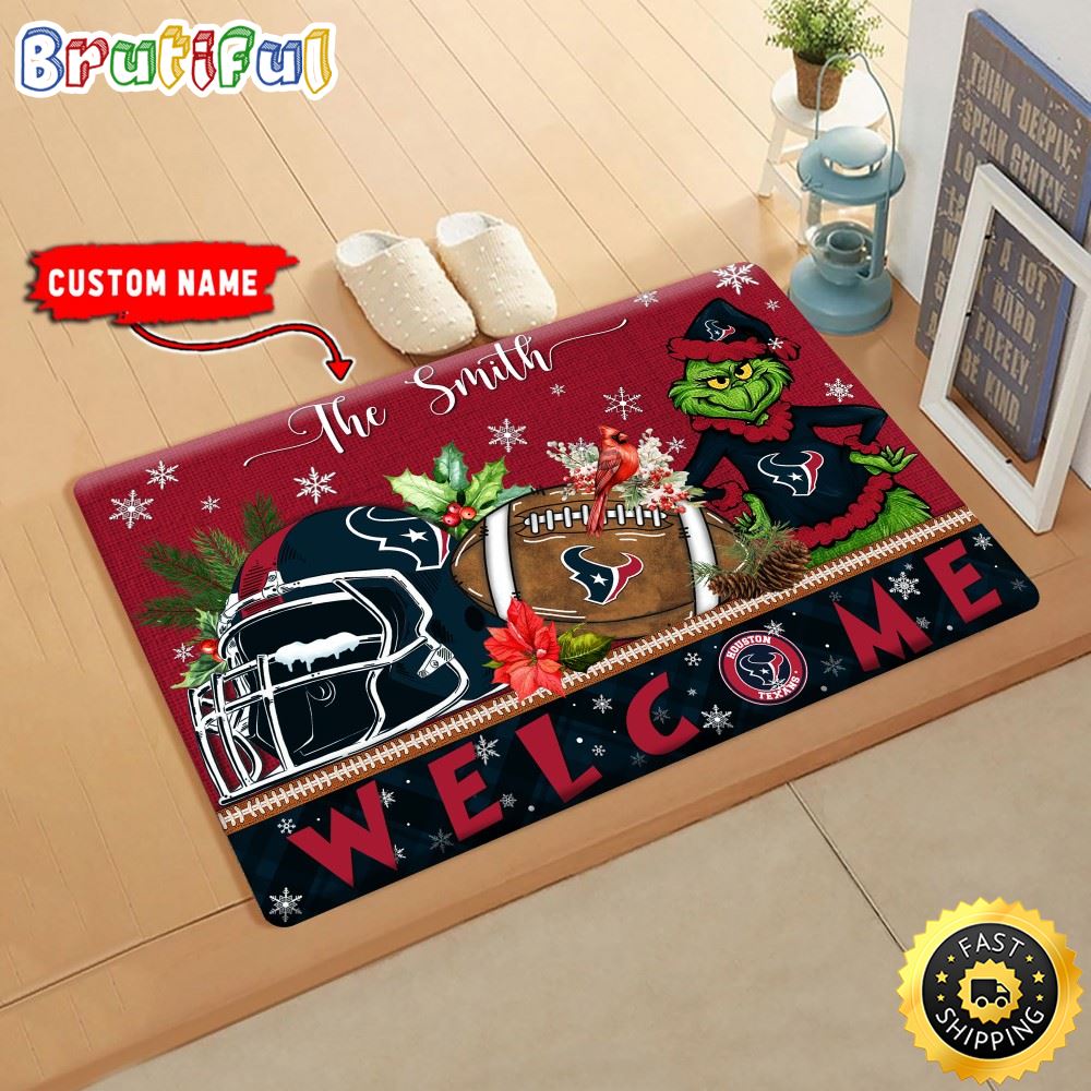NFL Houston Texans Doormat Grinch Christmas Welcome Custom Name Football Doormat htfrua.jpg