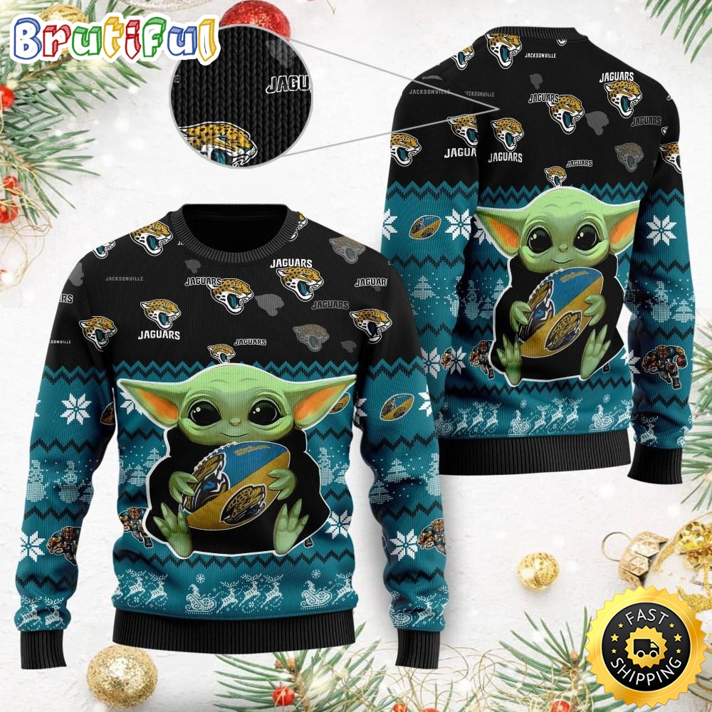 NFL Jacksonville Jaguars Ugly Christmas Sweater Baby Yoda Print Shirts msu24h