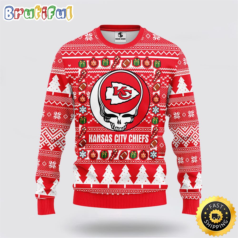 NFL Kansas City Chiefs Ugly Sweater Grateful Dead Ugly Christmas Fleece Sweater burydw.jpg