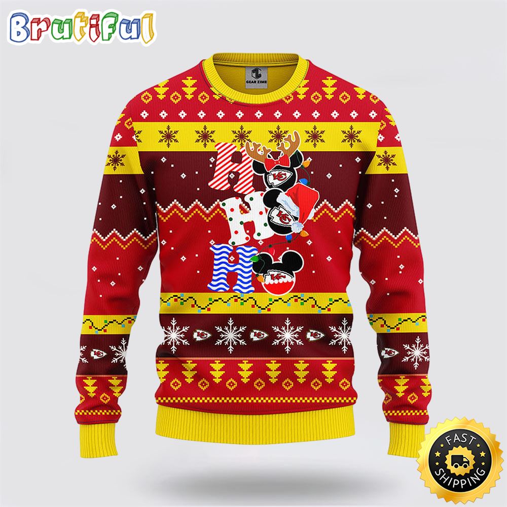 NFL Kansas City Chiefs Ugly Sweater HoHoHo Mickey Ugly Christmas Sweater yrr0ep.jpg