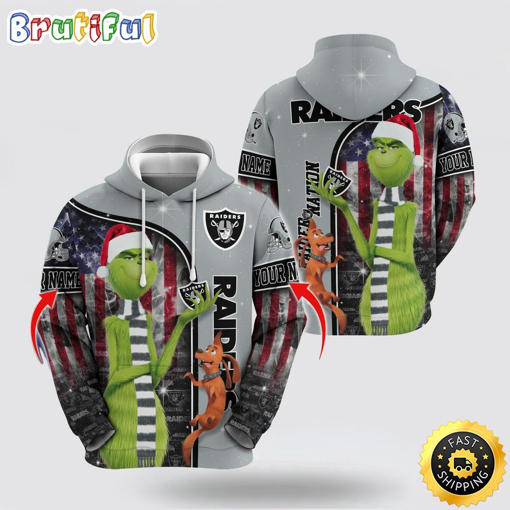 NFL Las Vegas Raiders Hoodie Grinch Custom 3D Hoodie Trending Shirt 1 zu1nlx
