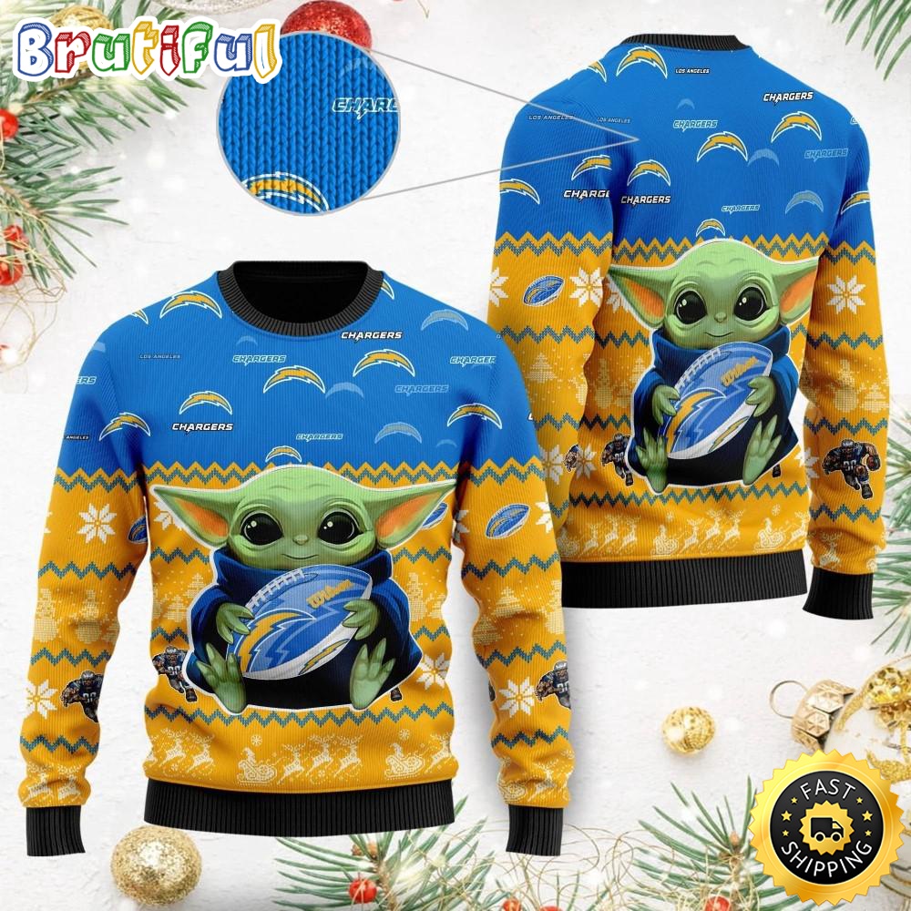 NFL Los Angeles Chargers Ugly Christmas Sweater Baby Yoda Print Shirts afloub