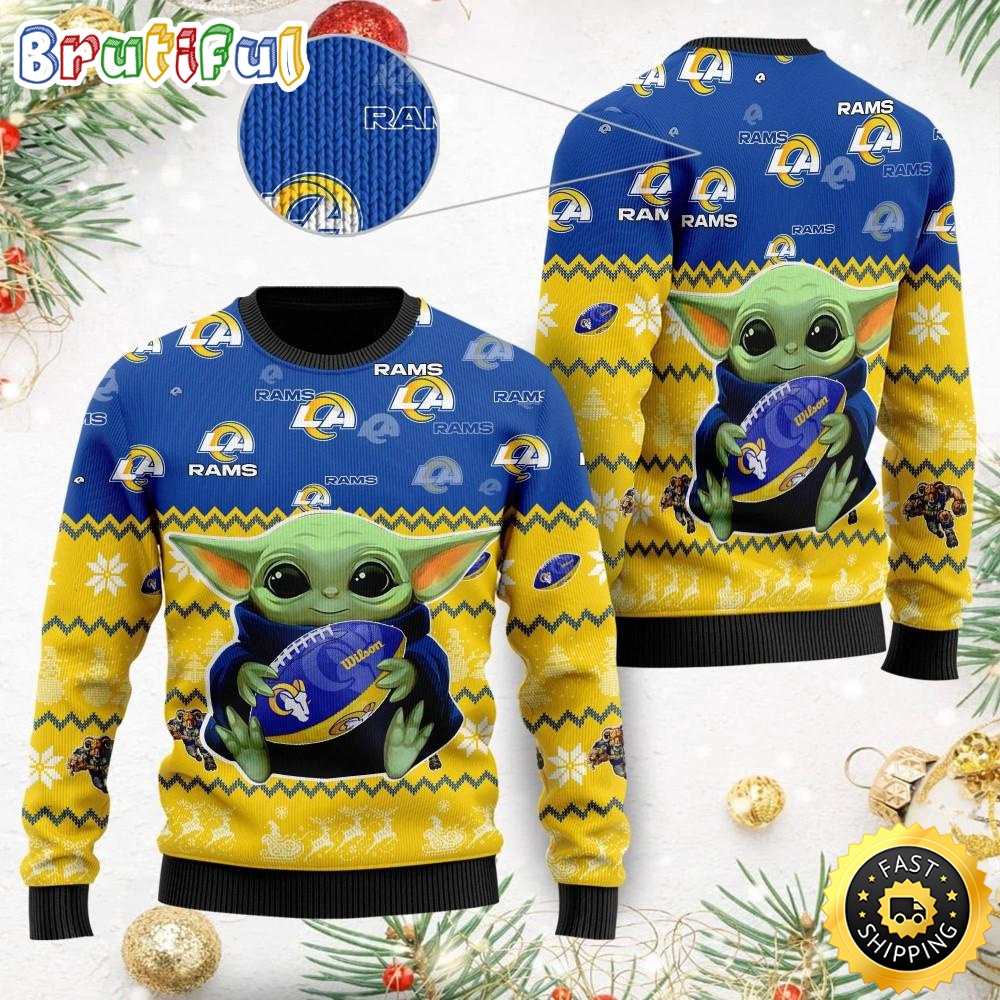NFL Los Angeles Rams Ugly Christmas Sweater Baby Yoda Print Shirts ghlvey