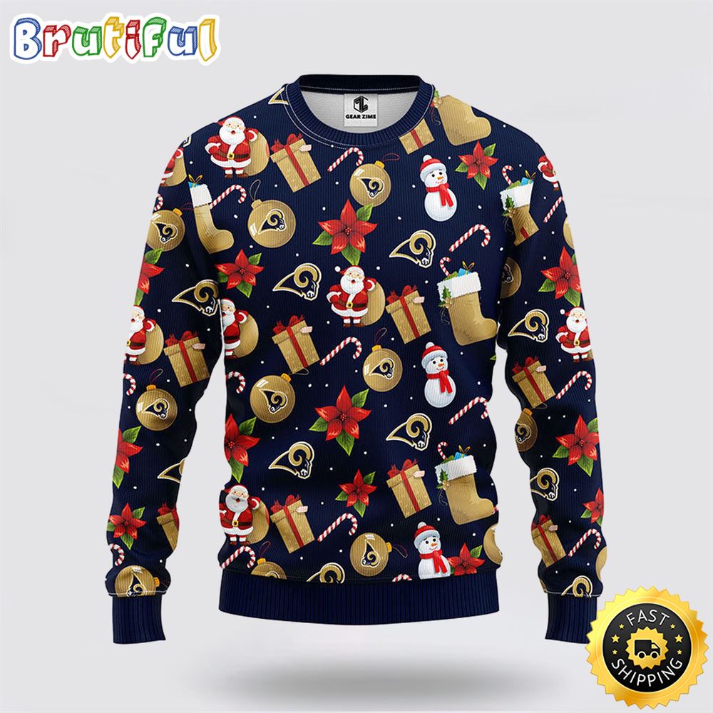 NFL Los Angeles Rams Ugly Sweater Santa Claus Snowman Ugly Christmas Sweater oyyn6v.jpg