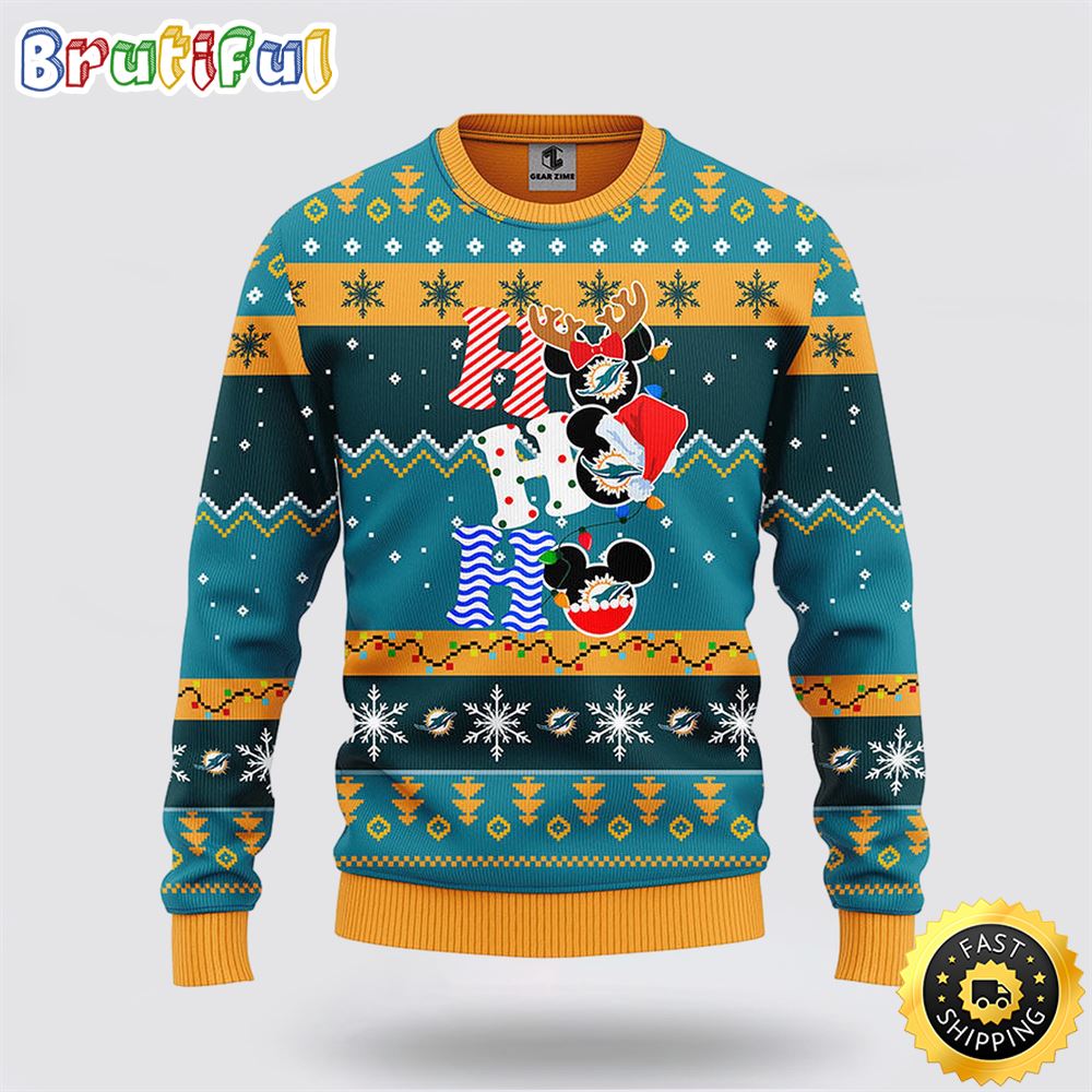 NFL Miami Dolphins Ugly Sweater HoHoHo Mickey Ugly Christmas Sweater bnibds.jpg