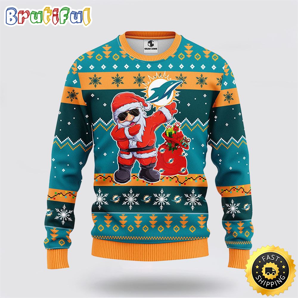 NFL Miami Dolphins Ugly Sweater Santa Claus Ugly Christmas Sweater fkwucl.jpg