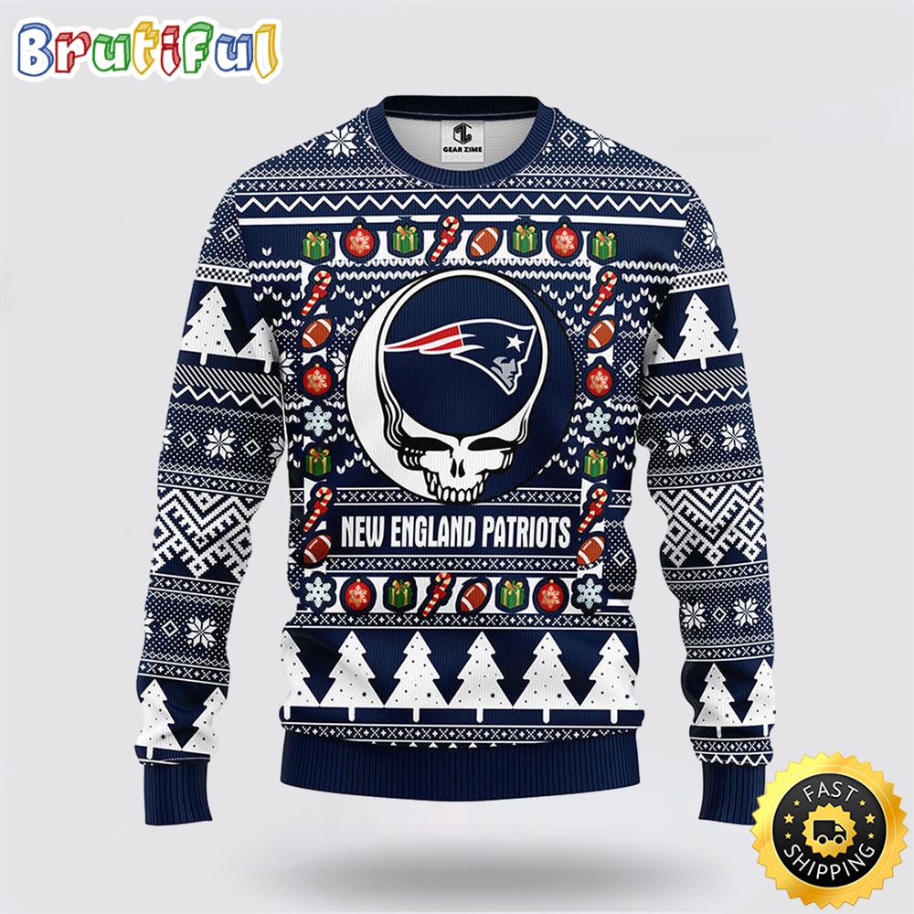 NFL New England Patriots Ugly Sweater Grateful Dead Ugly Christmas Fleece Sweater llsczz.jpg