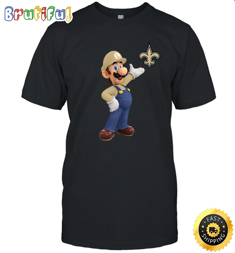 NFL New Orleans Saints T Shirt Print Mario Nfl Tshirt Mario For Fans 1 wzno1a.jpg
