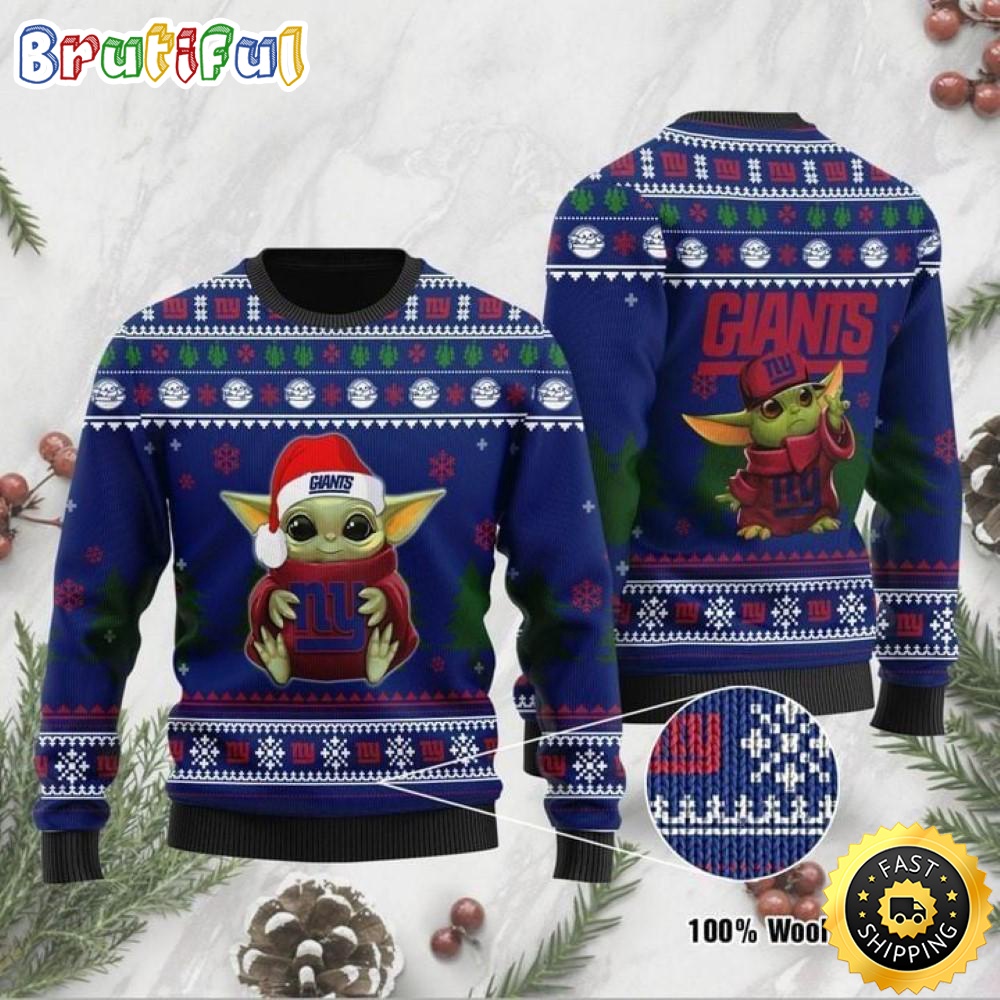 NFL New York Giants Ugly Christmas Sweater Baby Yoda 3D Sweater se5pba