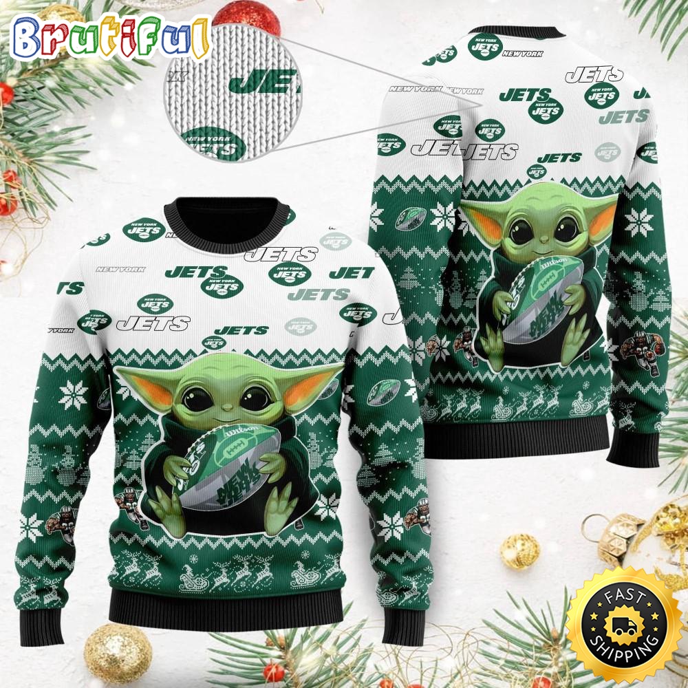 NFL New York Jets Ugly Christmas Sweater Baby Yoda Print Shirts zr5hl9